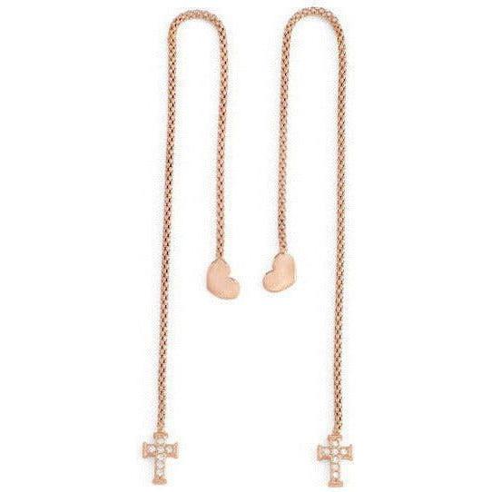 AMEN Mod. CUORE CROCE CRISTALLI ROSE GOLD Earrings